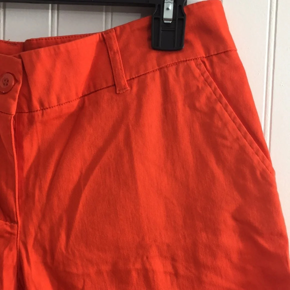 Per Se Orange 11" Bermuda Flat Front Career Shorts - Picture 3 of 11